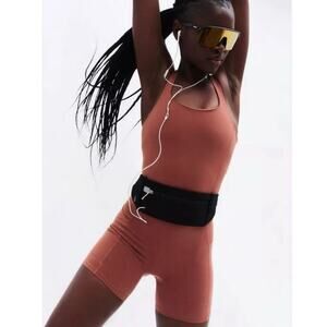 Free People Movement Never Better Brown Runsie Bodysuit Racerback Romper Sml